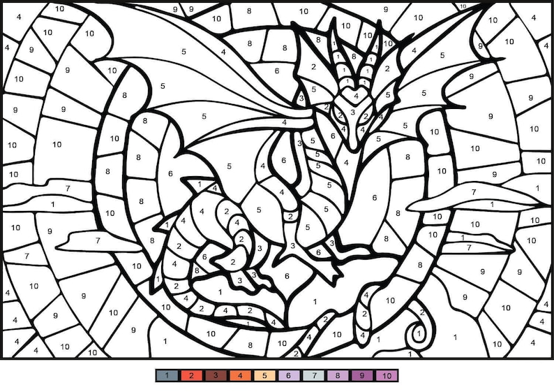 Mosaic Color by Number 30 Digital Coloring Pages, Book for Kids, Printable Activity Book,Color by Number for Toddlers, Homeschool Activities image 6
