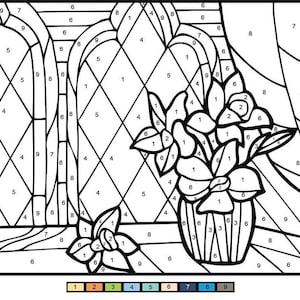 Mosaic Color by Number 30 Digital Coloring Pages, Book for Kids, Printable Activity Book,Color by Number for Toddlers, Homeschool Activities image 5