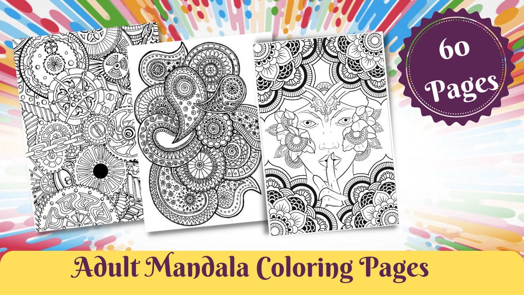 Adult Mandala Coloring Pages 60 Digital Pages Printable PDF Instant ...