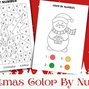 Christmas Gift, Color By Number for Kids, Christmas Themed , Home and School Coloring Activity (Digital PDF | Instant Download)