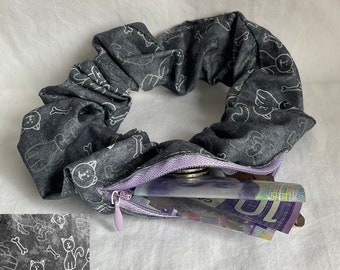 Hair elastic with zipper pouch, scrunchie, scrunchies