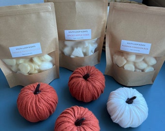 Autumn Wax Melts - 100% Organic Soy Wax (Spiced Apple Cider, Pumpkin Cinnamon Bun, and Orange Frosted Cookie)