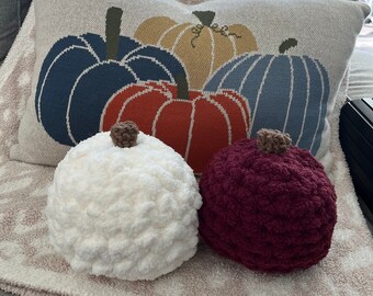 Chunky Knit Pumpkin Pillow - Handmade Fall Decor (Multiple Colors Available)
