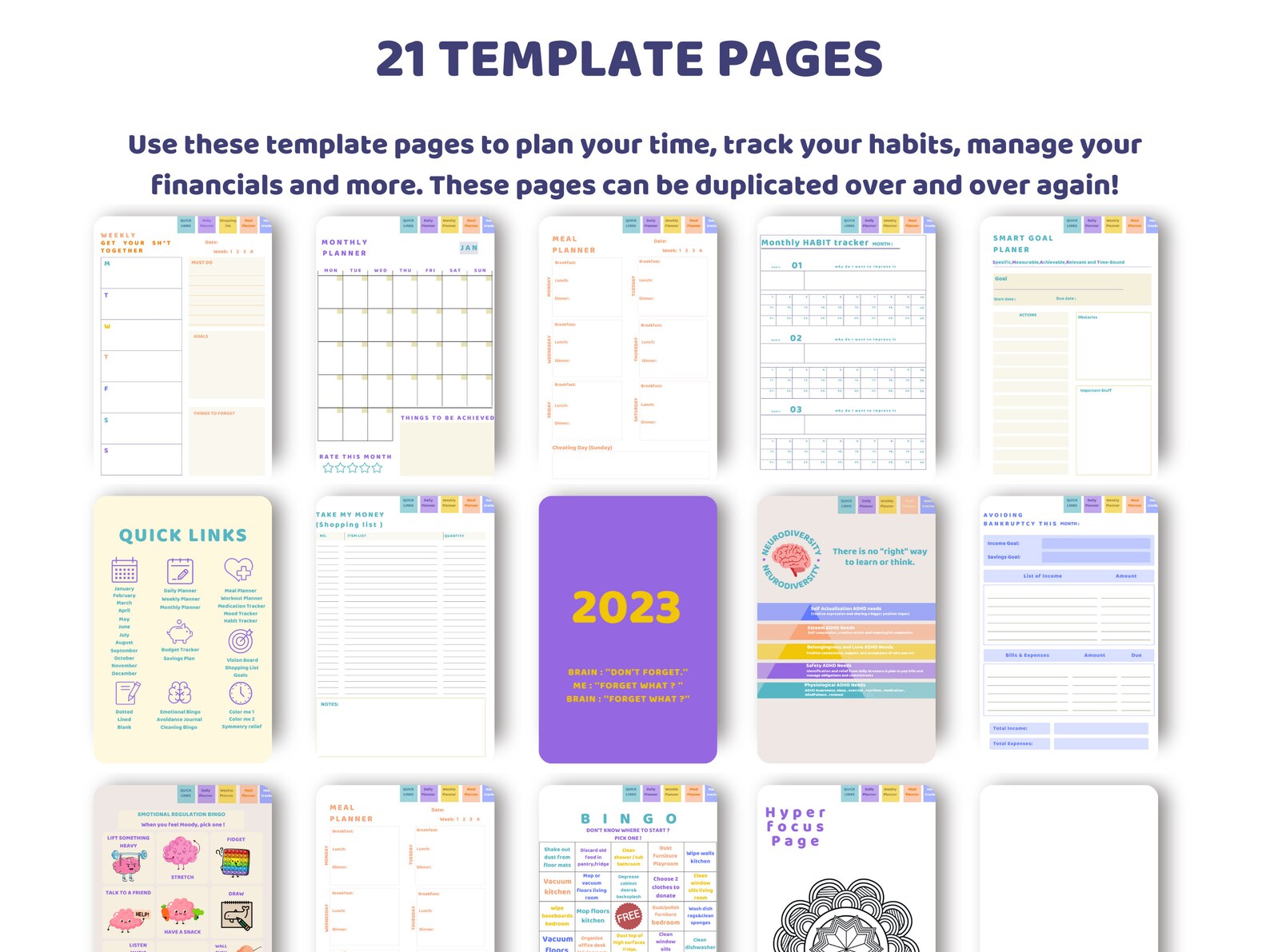 ADHD Planner Digital Planner 2023 Undated Ipad Planner Etsy UK