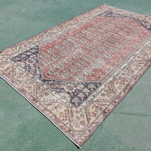 Vintage Persian Rug, Oriental Large Area Rug Red&Blue Oriental Anatolian Bohomian Rug for Living Room, Antique Oushak Rug