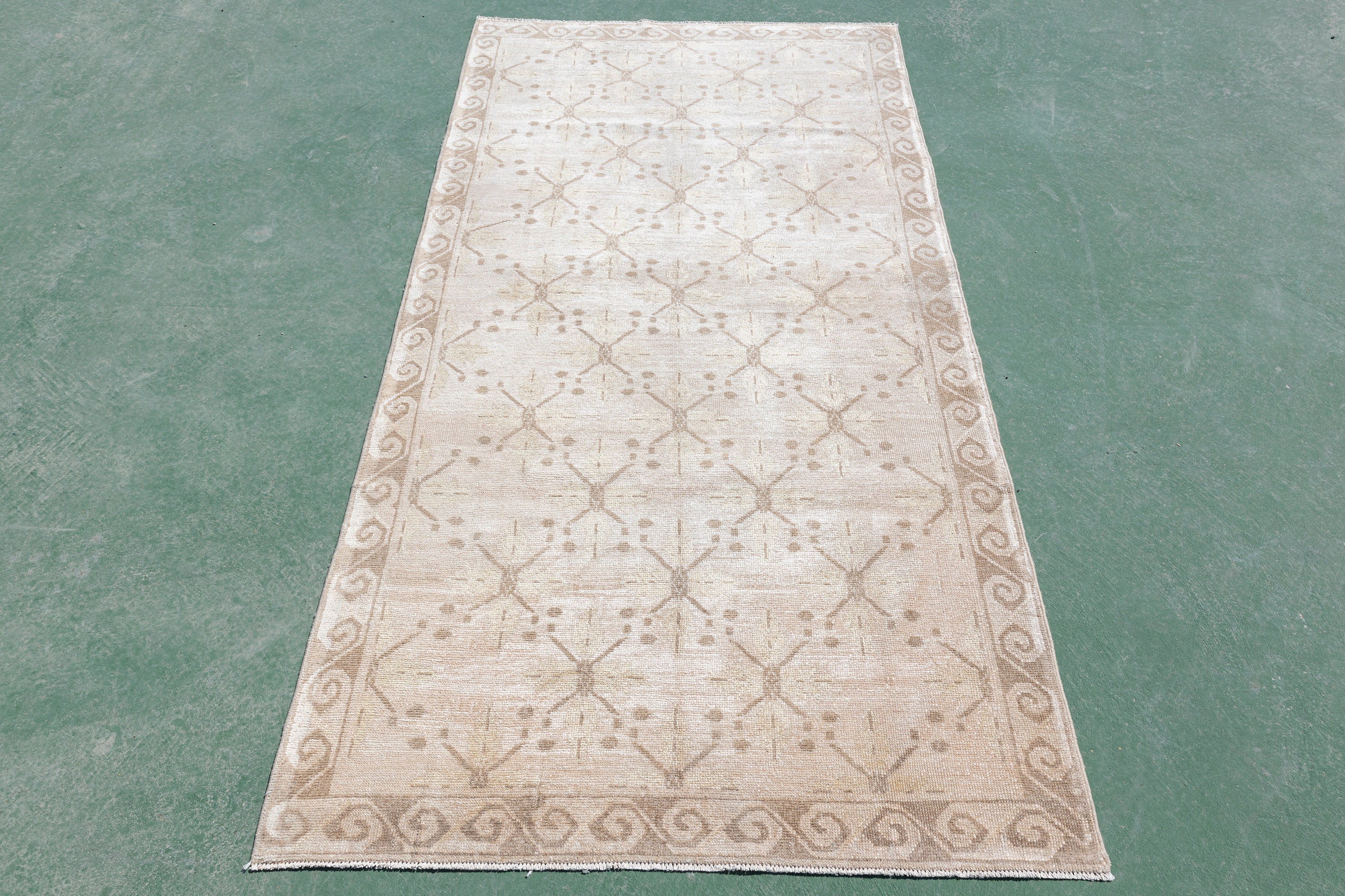 4x8 Vintage Turkish Large Rug Runner, Turkish Small Rug Brown&beige 4x8 ...