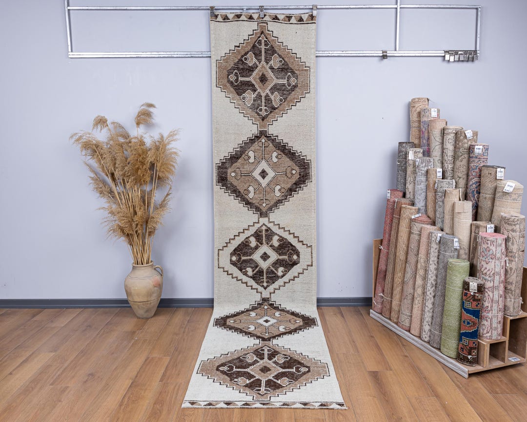Wool Kitchen Rugs Turkish Runner, Vintage Wool Kitchen Rug, 3x13 Hallway, White,brown ...