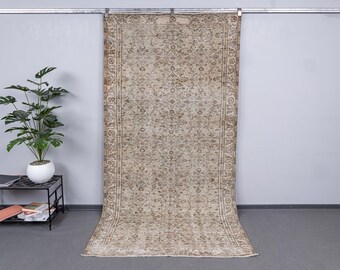 Pastel Vintage Floral Rug, Muted Green Turkish Carpet, Hand Knotted Anatolia
