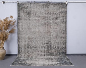 Antique Vintage Hand Knotted Rug, Anatolian Primitive Grey Area Carpet