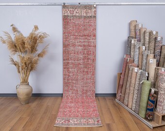 Vintage Handmade Runner for Kitchen,Corridor, Home Decor, Pink Hallway Carpet