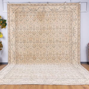 Oversize-Teppich 10x13 Muted Großflächenteppich Beige & Braun Anatolischer Rustikaler Teppich 9'6x12'9 Fuß Antiker persischer gemusterter verblasster Teppich