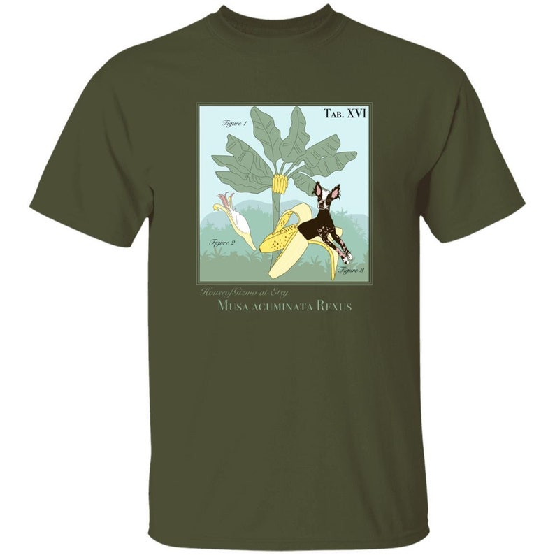 Dog in Banana Vintage Botanical Unisex T-shirt image 2