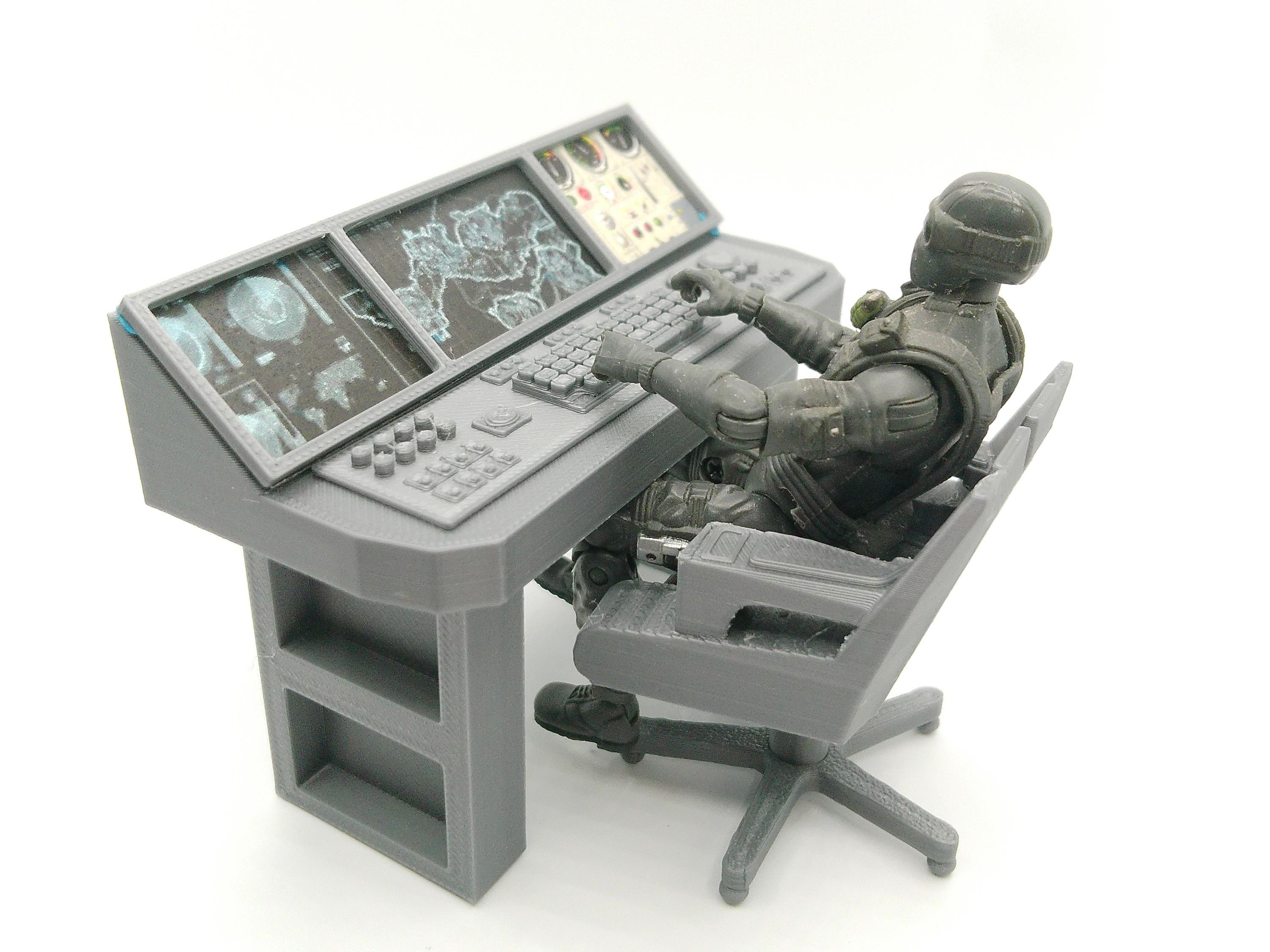 1:18 Scale Blue Mission Control Diorama Set for 3.75