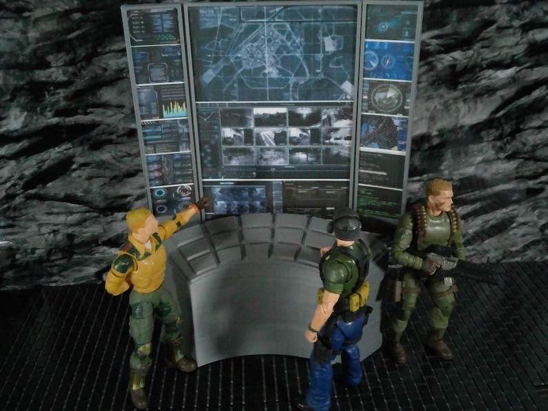 Custom 1:12 HQ Computer Surveillance Diorama Prop for 6