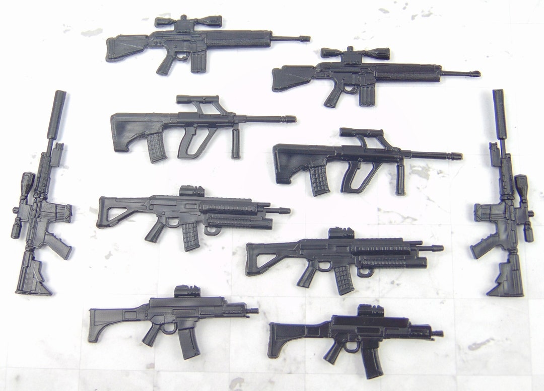 Custom 1:12 Scale Guns for 6 Action Figures 10 PC Modern Assault Rifles ...