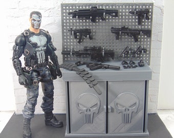 Custom 1:12 Punisher Edition Workbench Gun Rack With Hooks 3D