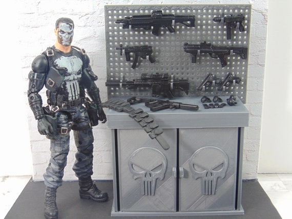 Custom 1:12 Punisher Edition Workbench Gun Rack With Hooks 3D