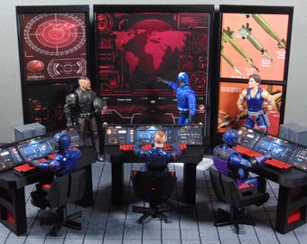 Op maat gemaakte diorama-rekwisietenset (schaal 1:12) voor het COBRA Mission Control Command Center, geschikt voor 15 cm grote GI JOE Classified Marvel Legends Star Wars-figuren.