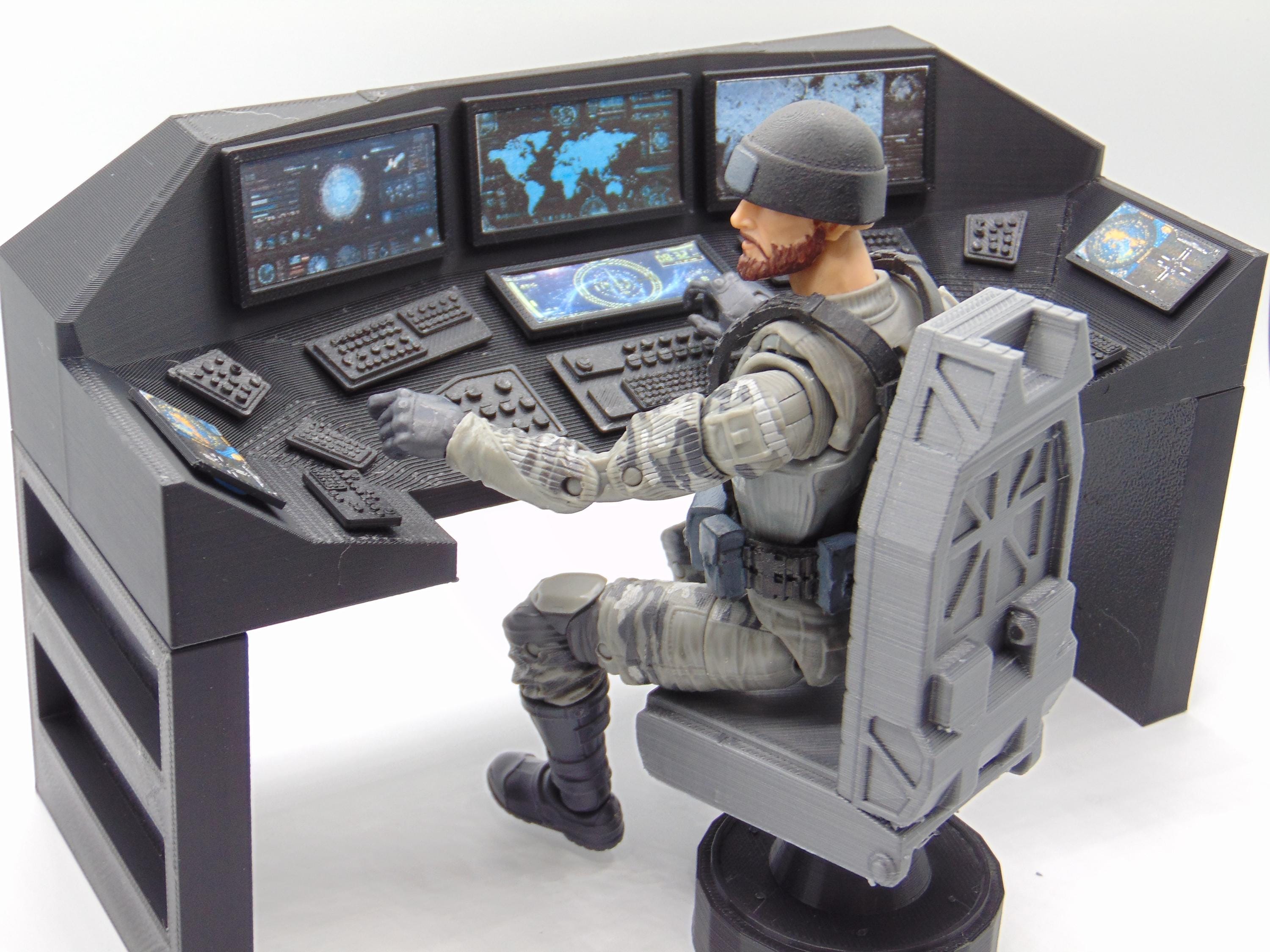 Custom 1:12 Scale Computer Operator Control Station Diorama Prop Set ...