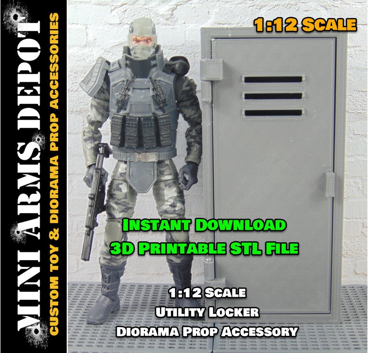 Benutzerdefinierte 1:12 Scale 3D Print Dienstprogramm Locker Diorama Prop Zubehör für 6 Zoll GI JOE Klassifizierte Marvel Legends Mezco Figuren