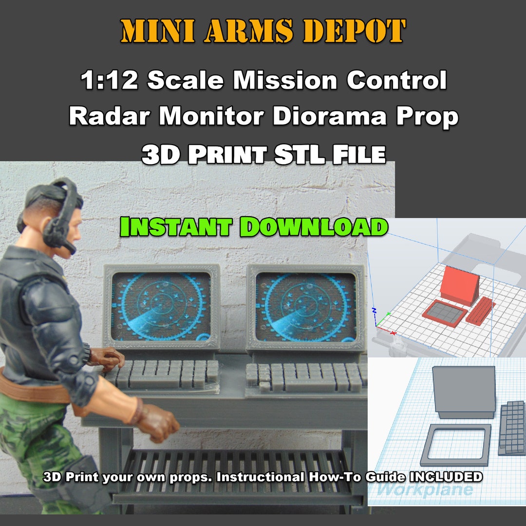 1:12 Scale Mission Control Radar Panel Diorama Prop Accessory 3D Print ...