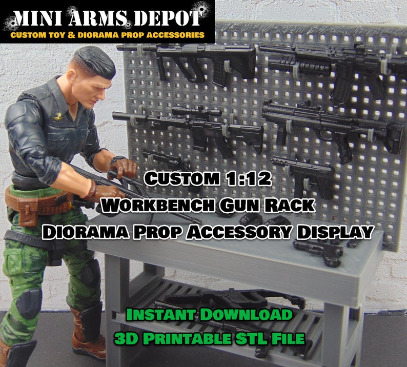 Custom 1:12 Workbench Gun Rack With Hooks Diorama Prop Display 3D ...
