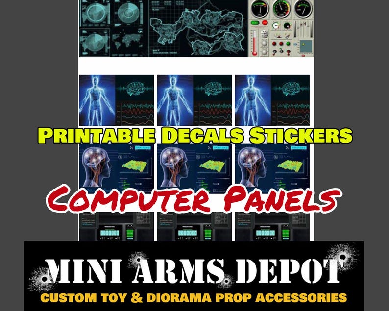 Plc Computer Decals Custom 1:12 Scale Printable Computer Panels Instant Download PDF Decal ...