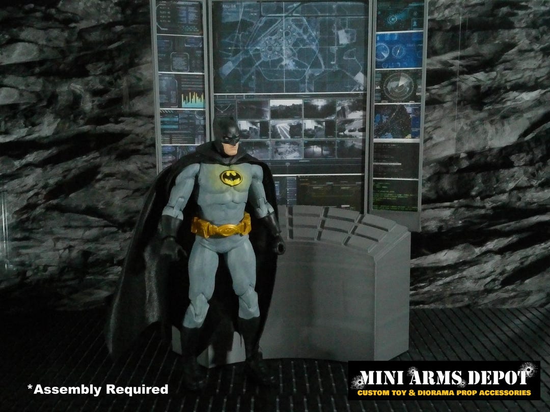 Batman Dolron Custom 1/10 Scale Jumbotron Batman Computer Diorama Prop for 7 ...