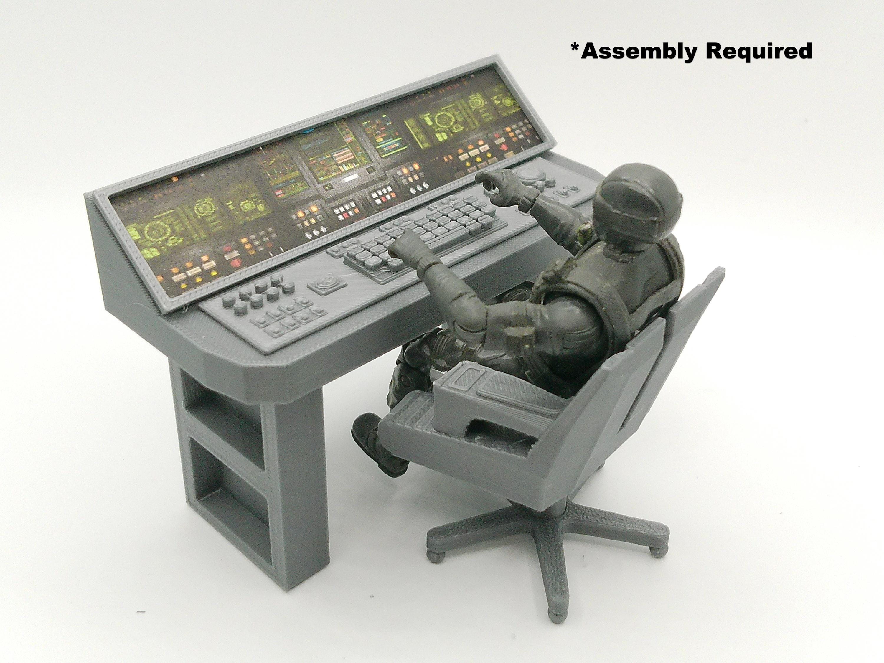 Custom 1:18 Scale Green Mission Control Diorama Set for 3.75