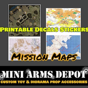 Benutzerdefinierte 1:12 druckbare Mission Maps PDF Aufkleber Aufkleber Sofortiger Download für GI JOE Klassifizierte Marvel Legenden Mezco Diorama Requisiten