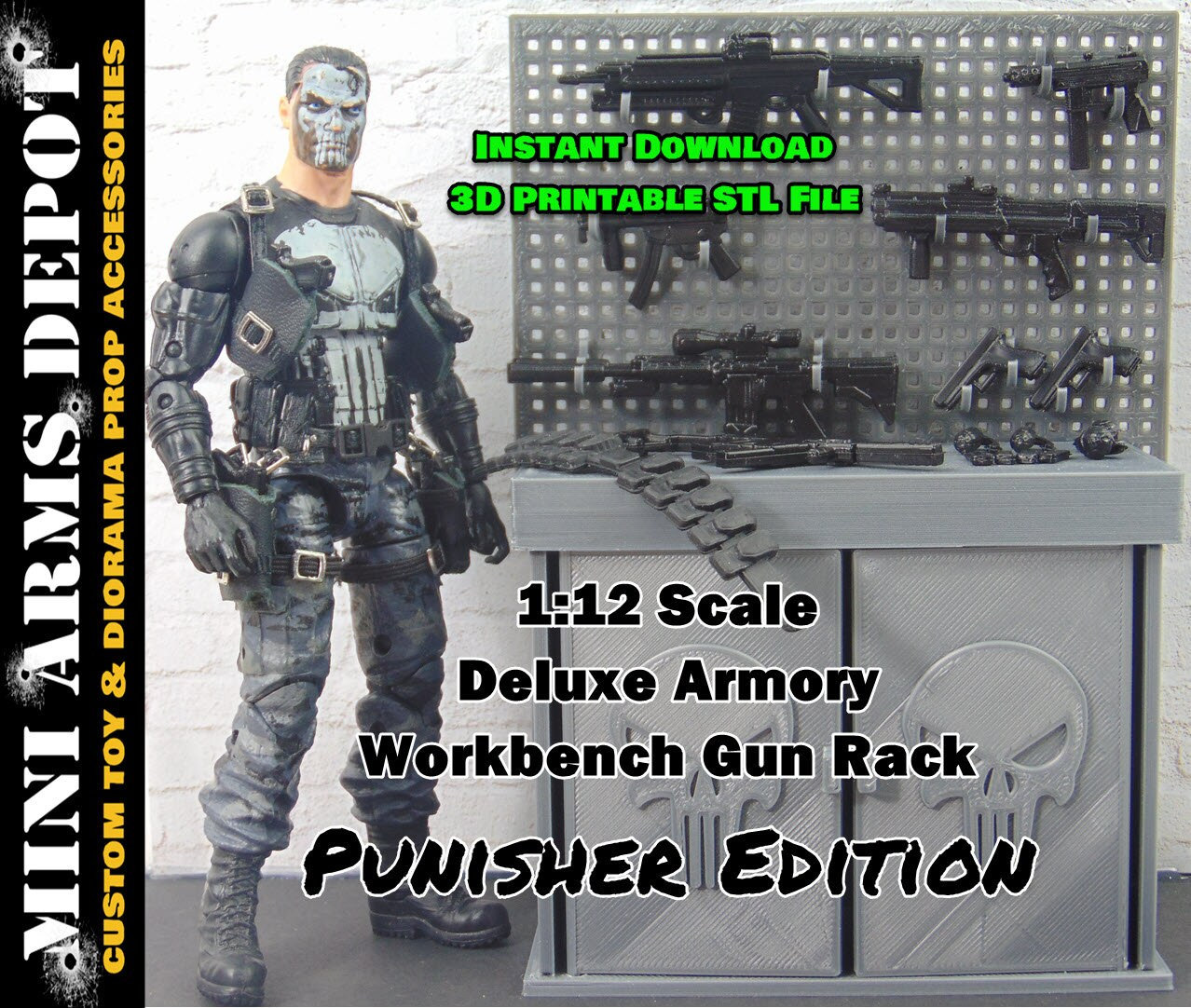 カスタム 1:12 パニッシャー エディション ワークベンチ ガン ラック