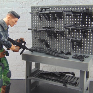 1/12 Scale Custom 3D Printed Miniature Gun Rack Workbench for 6-inch GI ...