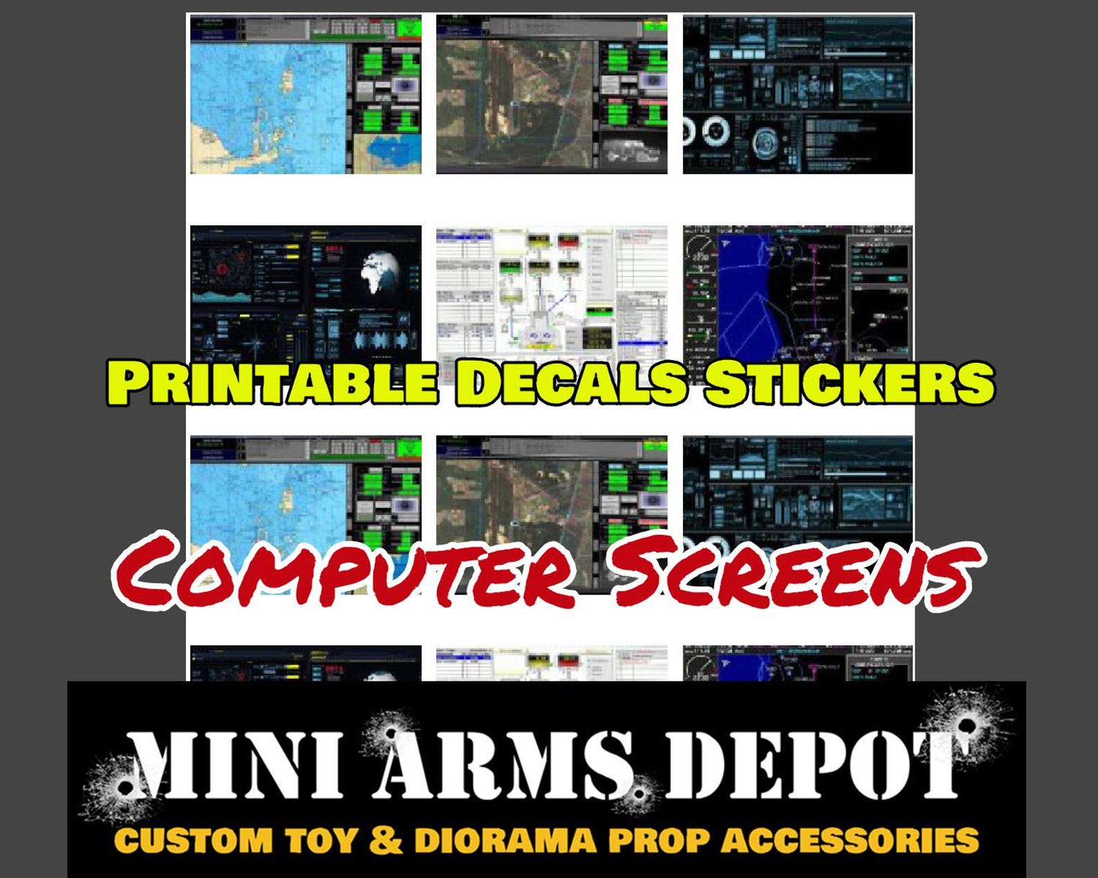 Custom 1:12 Scale Printable Computer Monitor Screens Instant Download ...