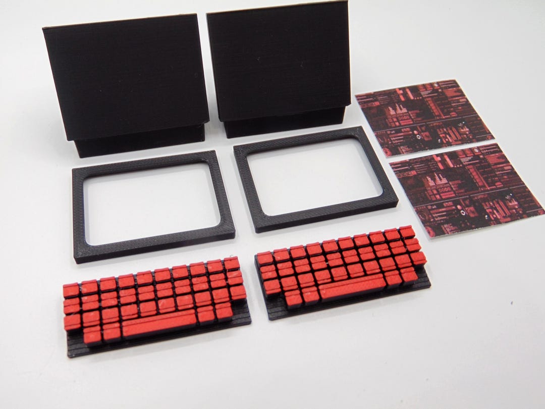 Computer Monitor Screen Keyboard Custom 1:12 Scale Diorama Props ...
