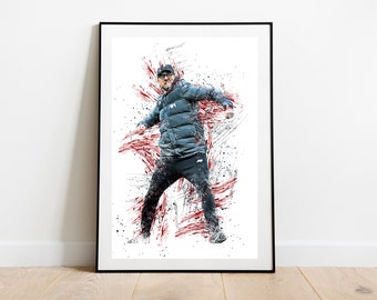 Jurgen Klopp Liverpool Football Manager Artistic Watercolour Print Wall Art Poster Gift. A4, A3, Birthday Dad Son