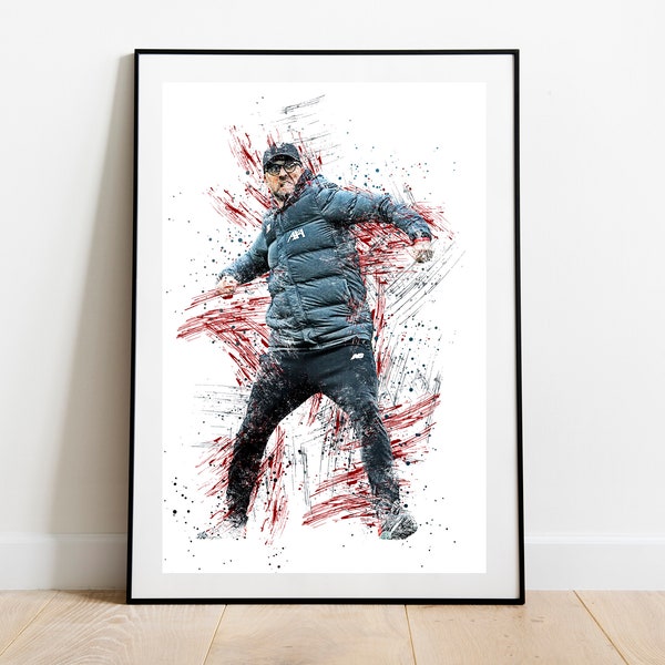 Jurgen Klopp Liverpool Football Manager Artistic Watercolour Print Wall Art Poster Gift. A4, A3, Birthday Dad Son