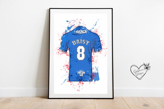 Rangers Styled Football Shirt Strip Personalised Name Print Wall Art Poster Gift. Any Name Any Number. A4 Birthday Dad Son Etsy UK