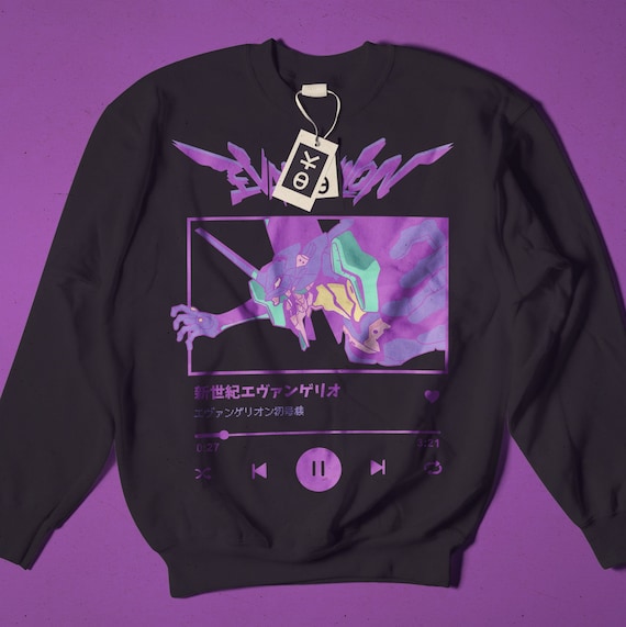 Vaporwave Evangelion Sweatshirt, Anime Sweatshirt, Japanese