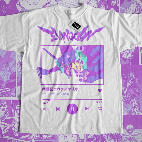 Koszula Vaporwave Evangelion, koszula Anime, japońska moda uliczna