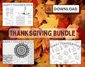 Thanksgiving Coloring Placemat Bundle Printable, Child, Adult Activity Placemat, 3 designs