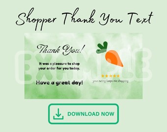 DESCARGA INSTANTE TEXTO Tarjeta de agradecimiento para el cliente, comprador, conductor de entrega, comprador de comestibles, apreciación del cliente, comestibles, concierto