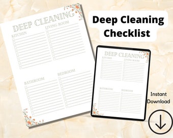 Deep Cleaning Checklist BLANK printable minimalist design write on
