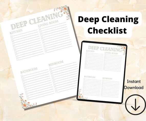 Deep Cleaning Checklist BLANK printable minimalist design write on