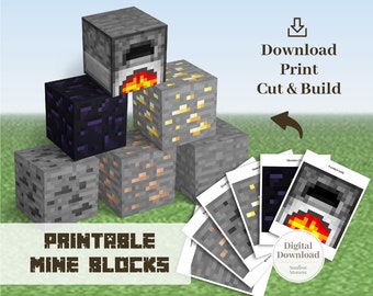Printable Mine Block Set: DIY Party Decor (Digital Download)