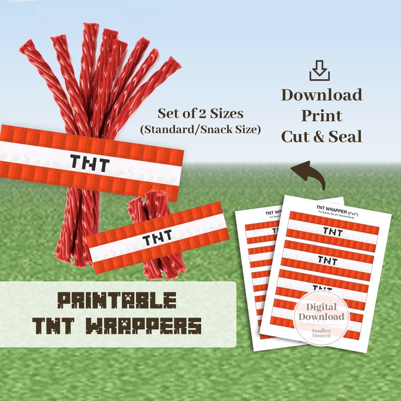 Printable TNT Candy Wrapper, Set of 2, DIY Building Gift, Kids ...