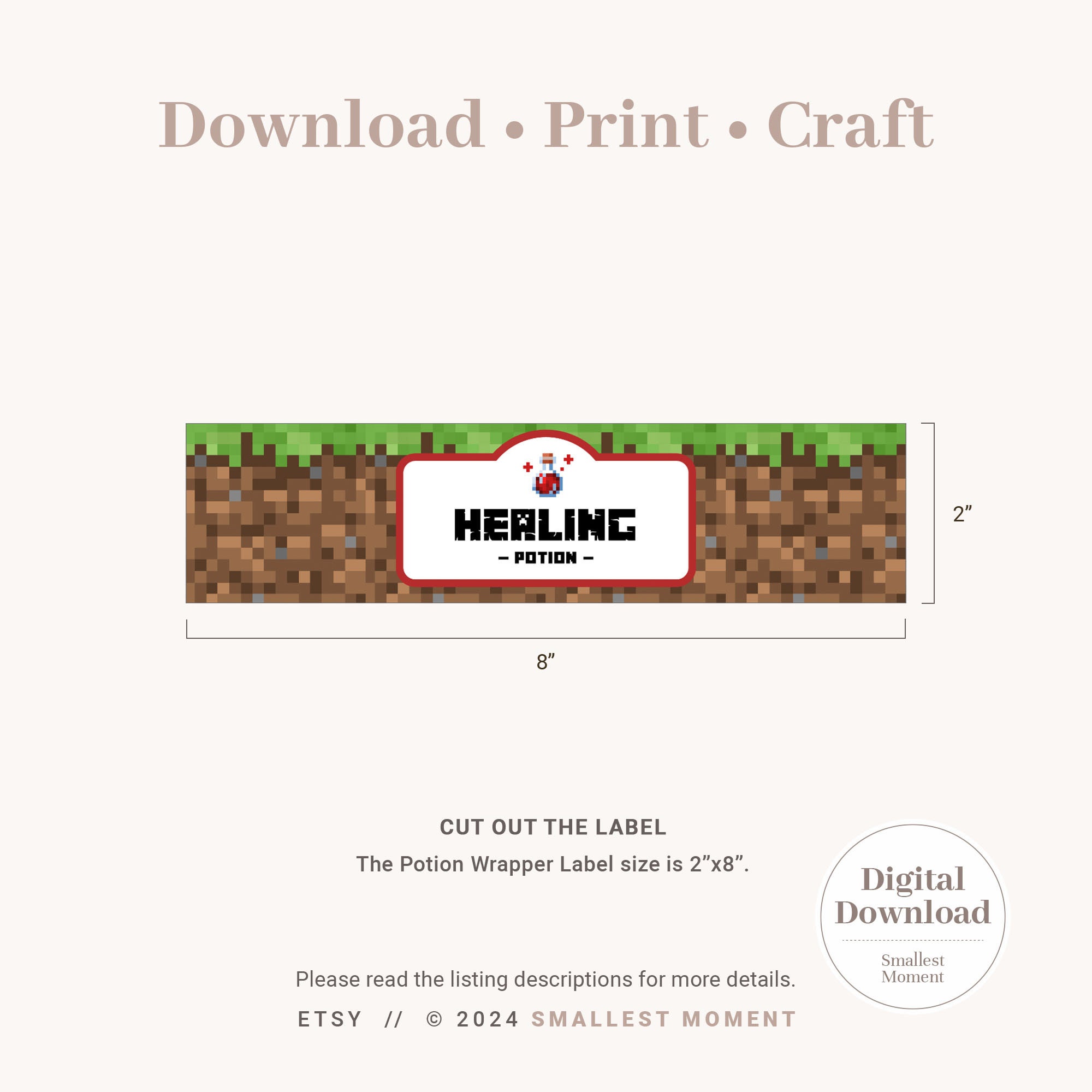 Printable Mine Drink Label Set of 12, DIY Gift Kids Birthday Playground Party Decor Label, Minecraft Pixel Art Potion Drink Label Wrapper - Etsy printable-mine-drink-label-set-of-12-diy-gift-kids-birthday-playground-party-decor-label-minecraft-pixel-art-potion-drink-label-wrapper-etsy