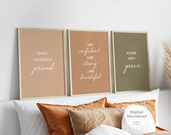 Motivational Quotes Art Prints: Home Office Decor Set of 3 (Digital Download)
