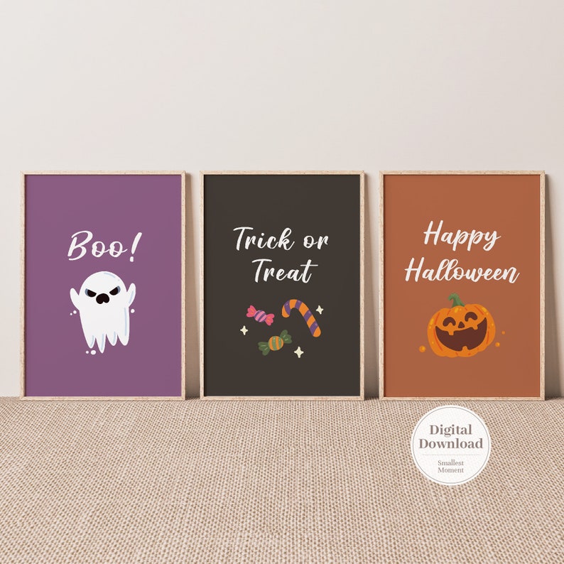 Happy Halloween Decor Set of 3 Pumpkin Wall Art Kids Etsy