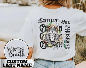 Personalized Christian Wife Shirt, Biblical Womanhood, Christian Womans Clothing, Bible Verse Scripture Shirt, Christian Gifts