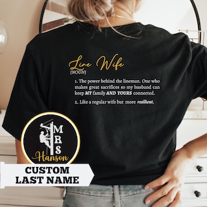 Personalized Line Wife Shirt, Custom Lineman Wife Definition Shirt, Lineman Wife Gift, Electrician Journeyman Wife, Blue Collar Wife
